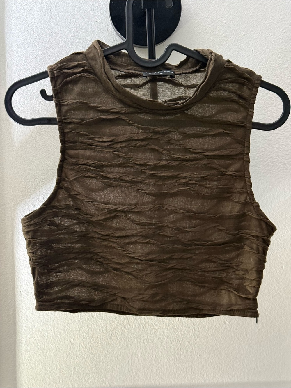 White Fox Boutique Sheer High Neck Sleeveless Crop Top
